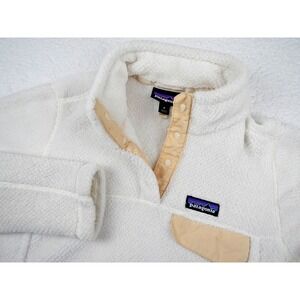 PATAGONIA Re-Tool Snap-T Fleece Pullover Womens Medium White Lightweight Outdoor